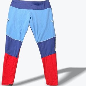 Puma BMW M Motorsport Colorblock Leggings Blue Navy Red Womens Size Large